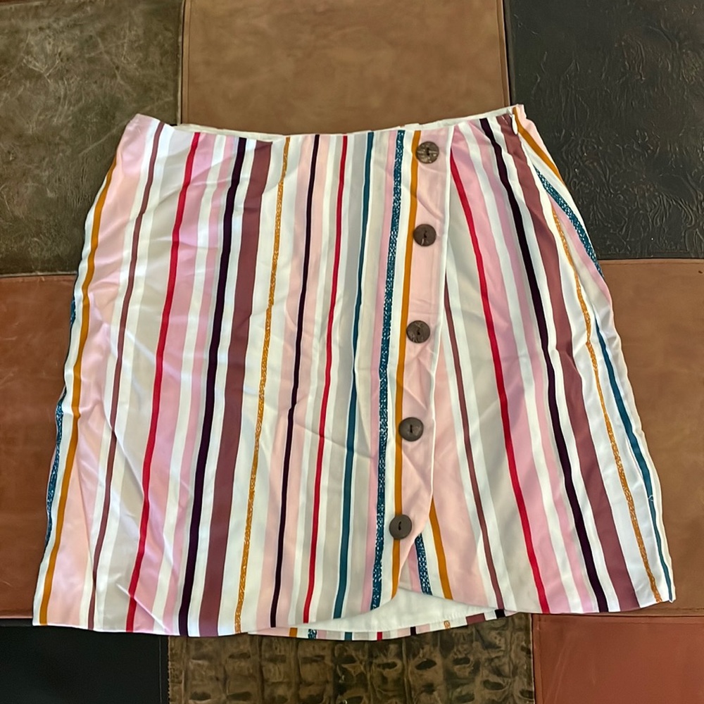 Harper Heritage Striped Button Down A Line Mini Skirt